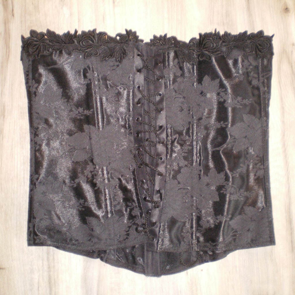 Nwot Vintage 1980's Beautiful Black Bustier/Waist Trainer/Corset W/Boning Sz 38